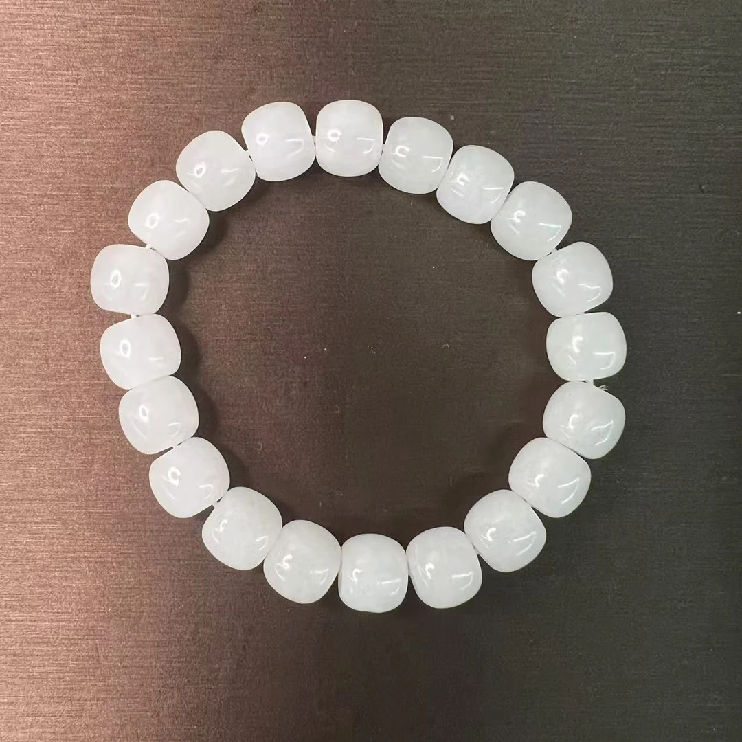 和田玉白玉老型珠桶珠10mm手串 252820