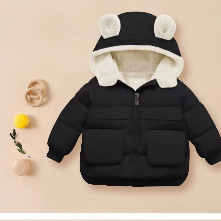 童装加绒棉服幼儿冬款小童保暖棉袄小孩连帽加厚外套新款上衣可爱