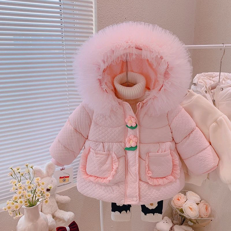 女童2024新款冬装女宝宝加厚外套小童洋气棉袄保暖棉服韩版棉衣
