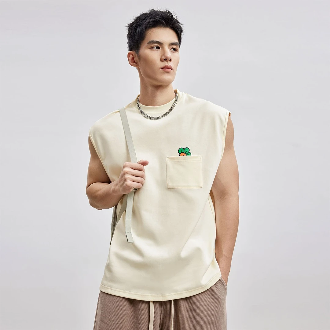 BD.POWER UP+小萝卜联名款夏季运动背心男宽松简约圆领无袖坎肩
