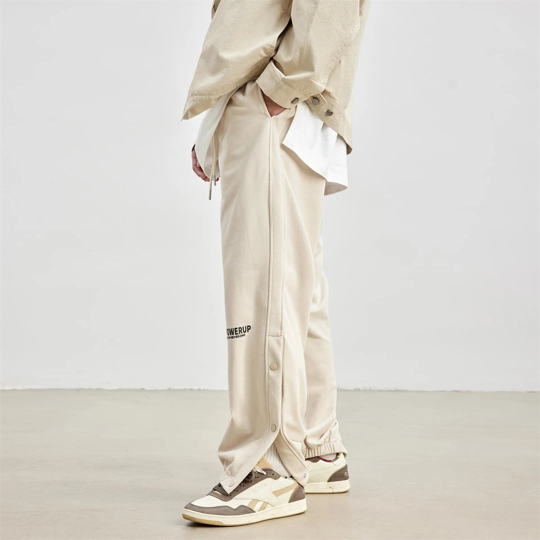 BD.POWER UP+春季新款休闲长裤男简约排扣运动束脚卫裤男宽松