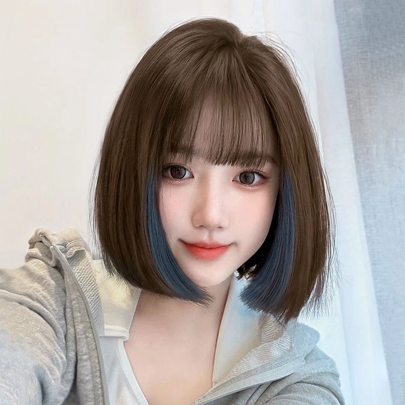 【氧气短发】假发女款小清新挑染洋气减龄挂耳染波波头透气全头套