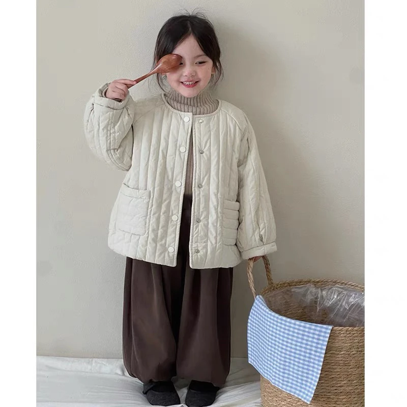 现货！（毛毛内里）~韩版儿童棉服女宝宝简约百搭夹棉外套冬装