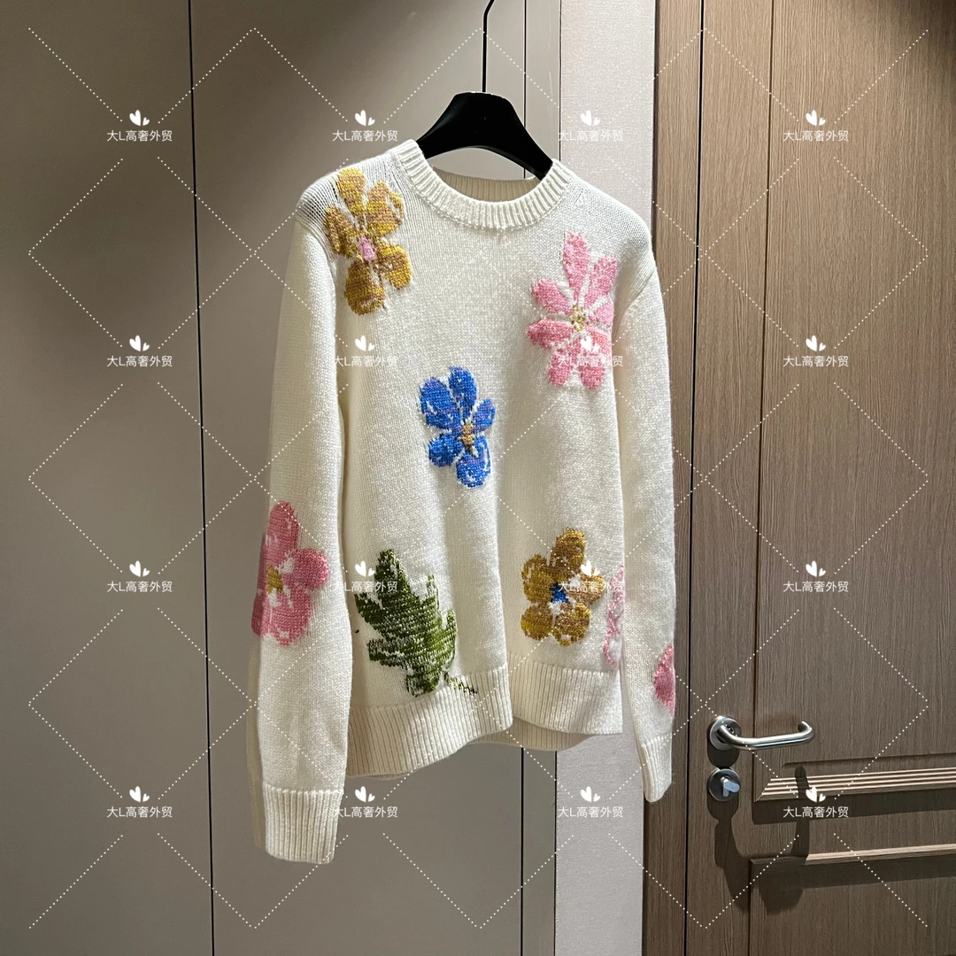 “冬日花蕊“ 重磅外贸进口高奢重工设计师百搭提花长袖秋冬针织衫