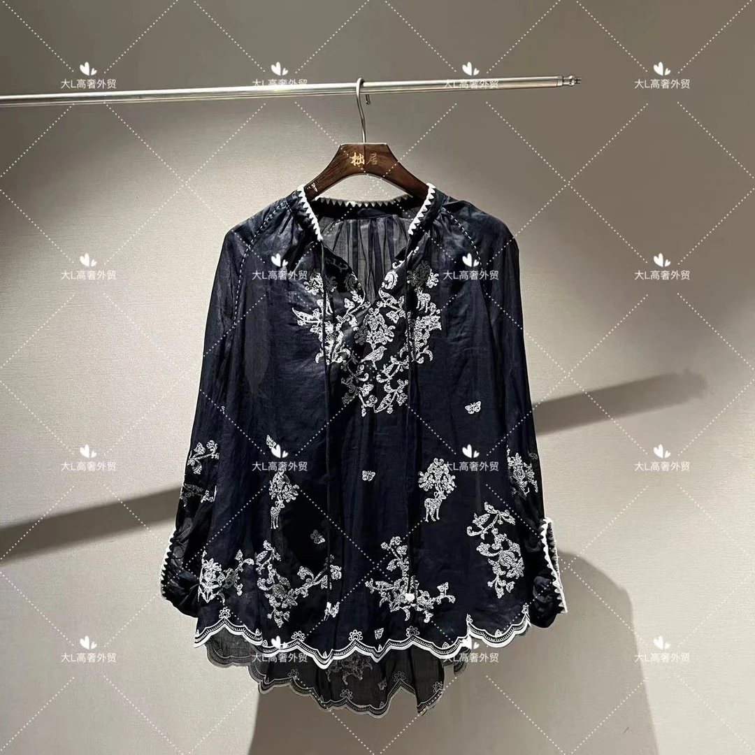 “黛画生花” 重磅外贸进口重工高奢刺绣百搭重工刺绣衬衫