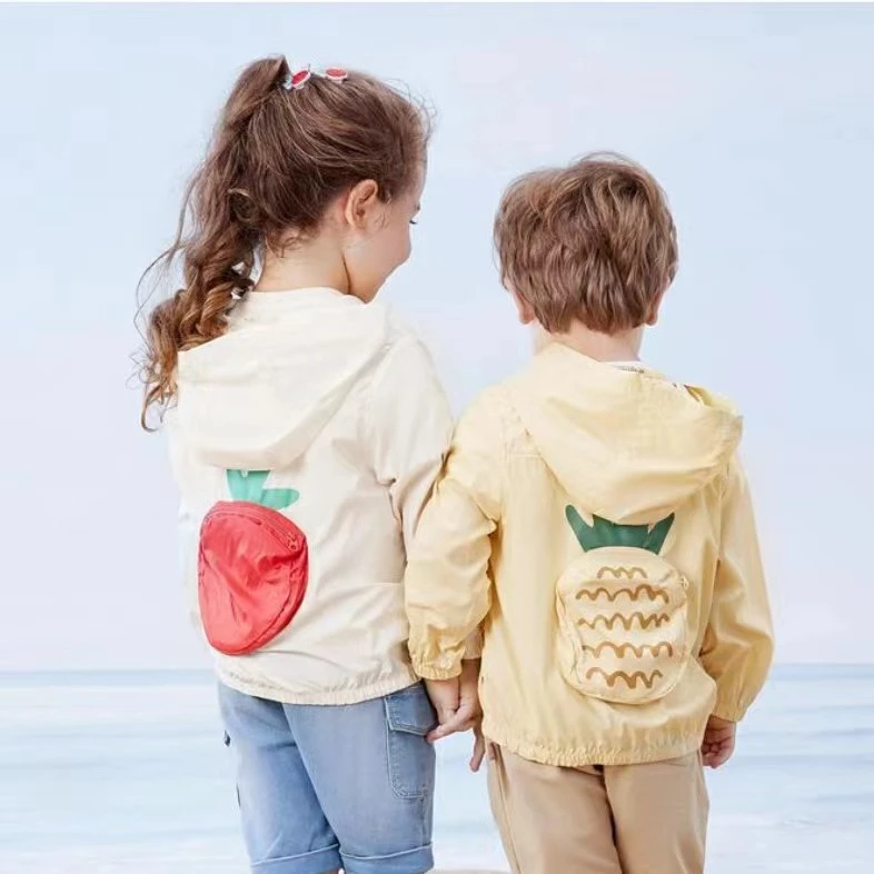 2024夏季新款连帽开衫防晒衣婴儿女童时尚夏装外套男童背包款洋气