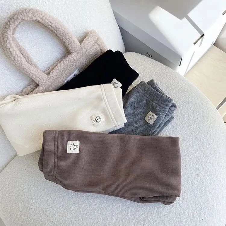 巴拉拉吧女童加绒打底裤女宝宝一体绒秋冬装长裤儿童色洋气外穿修