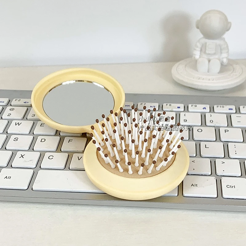 可爱迷你一体梳子小镜子随身携带便携随身便携发梳防静电家用梳头