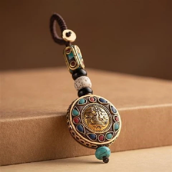 尼泊尔手把件复古汽车钥匙扣钥匙挂件高档包包挂饰随时钥匙链把玩