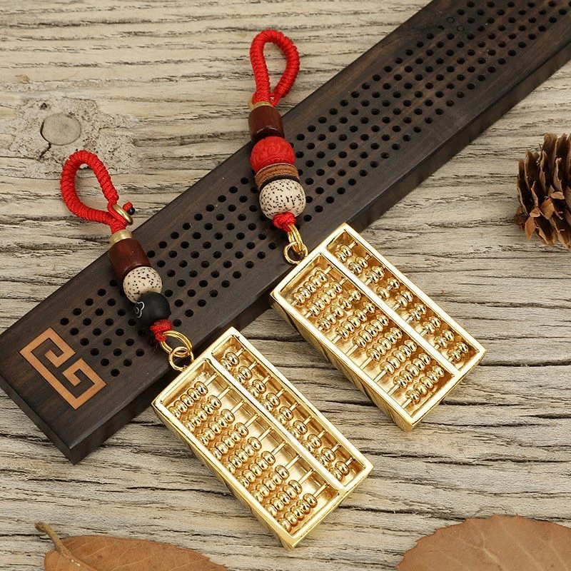 算盘铜算盘纯铜封底算盘密底金算盘小算盘钥匙扣挂件