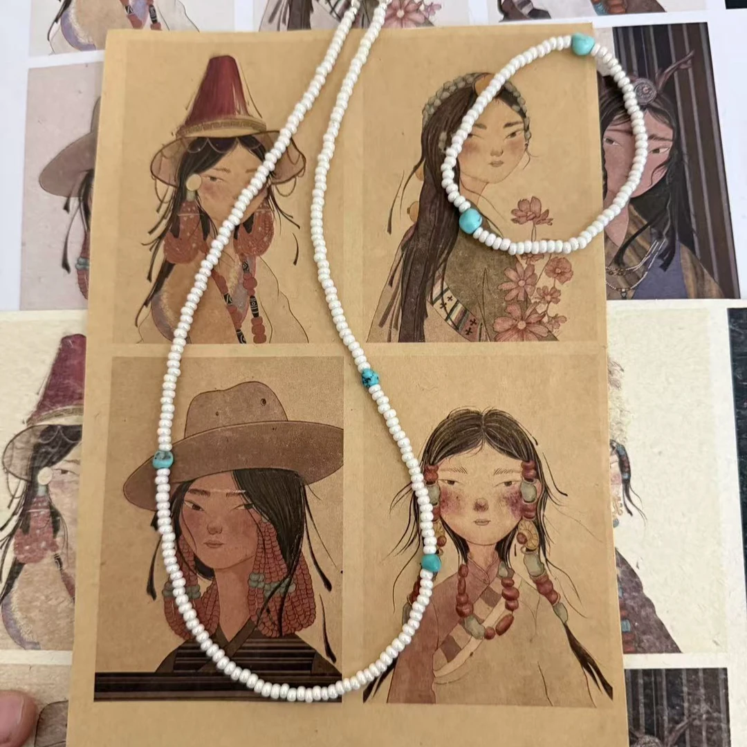 吊坠925银贝壳 黑措原创设计|天然绿简约百搭项链手链一套