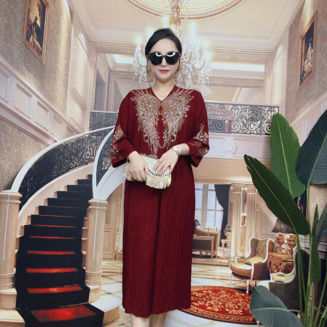 242648新款翅膀时尚妈妈装中长款连衣裙（8分袖）