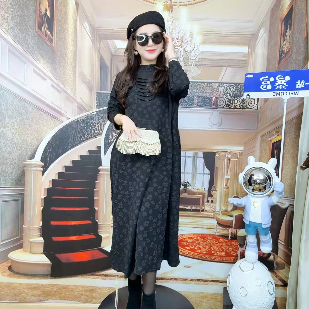 新款提花显瘦时尚长款连衣裙