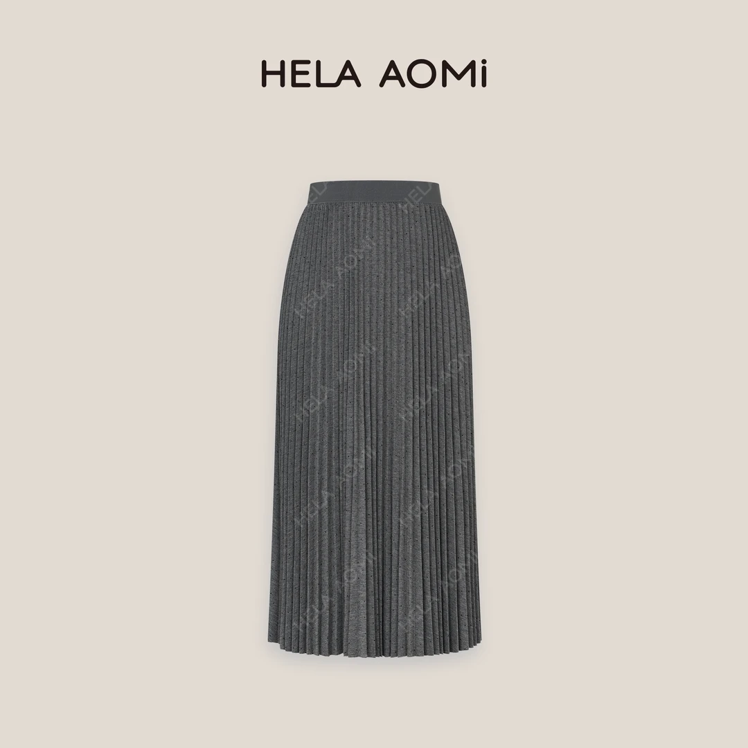HELA AOMI “星空百褶”收腰百搭显瘦百褶半身裙松紧腰CY4CY71300