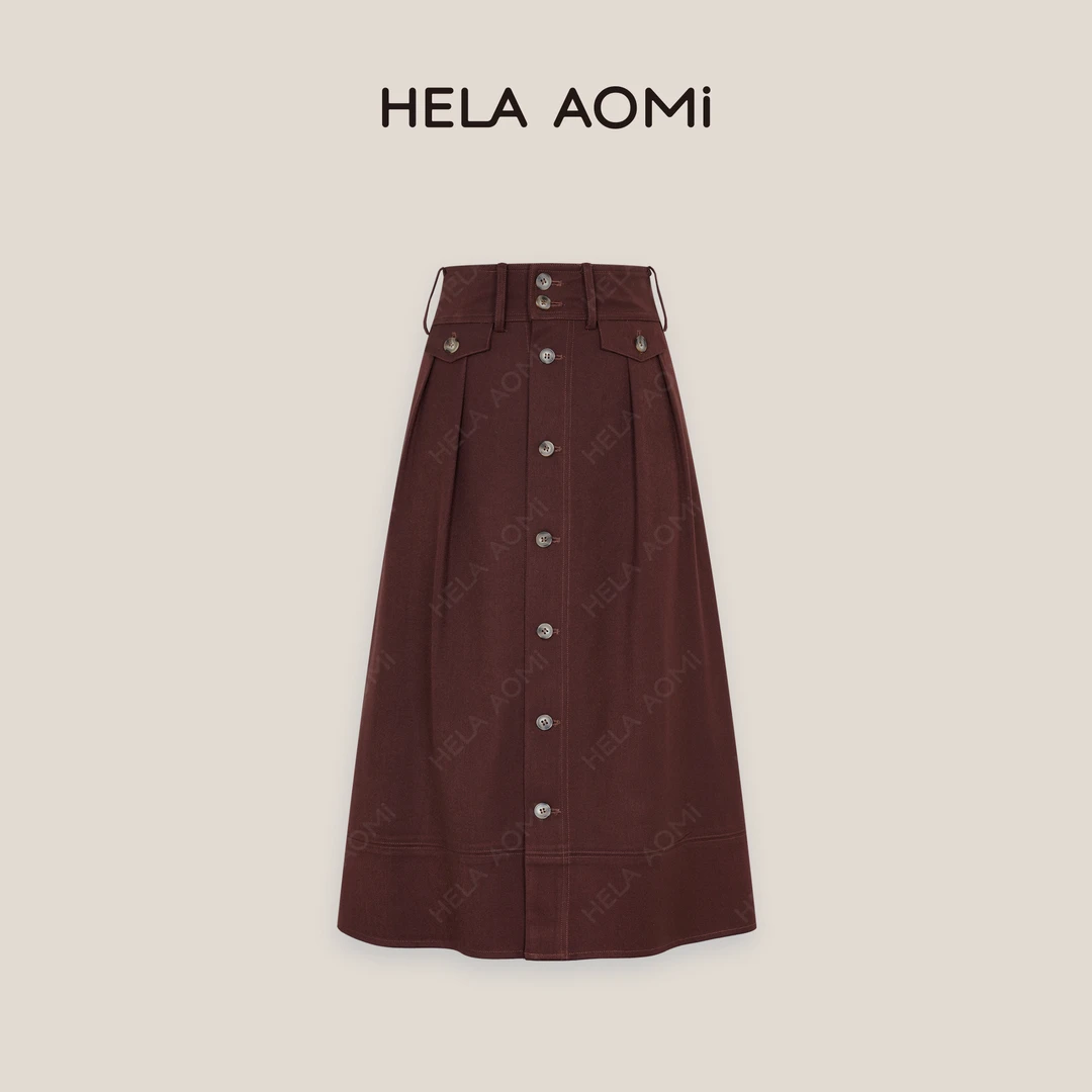HELA AOMI“华尔兹”时尚轻奢单排扣高腰半身裙CY4CX71009