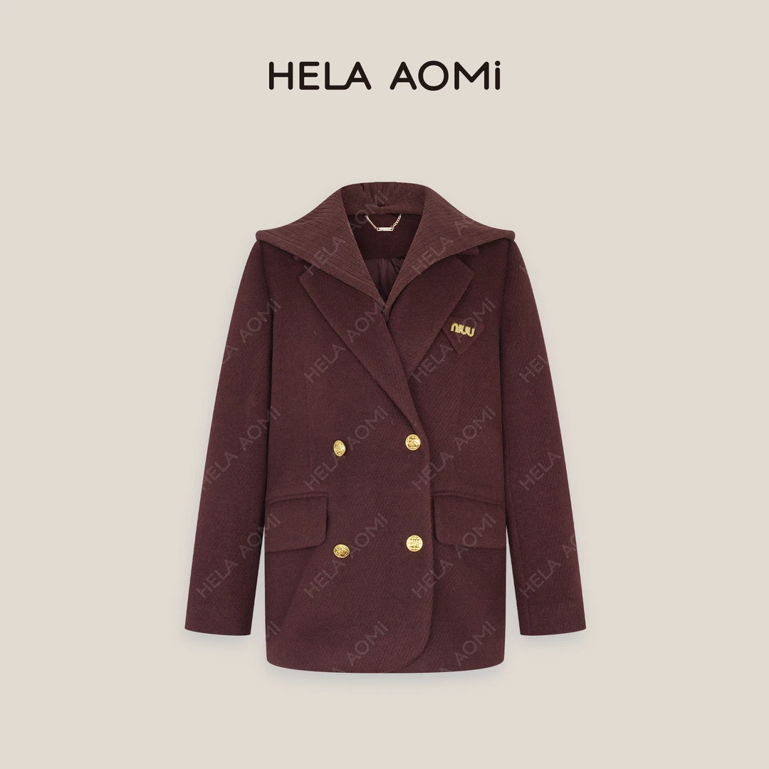 HELA AOMI “可拆卸”披肩假两件高级感秋冬宽松外套CY4DQ00200