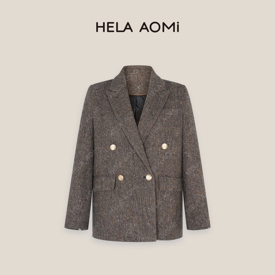 HELA AOMI【99%绵羊毛】罗兰大衣复古气质高级感上衣CY4CM00502