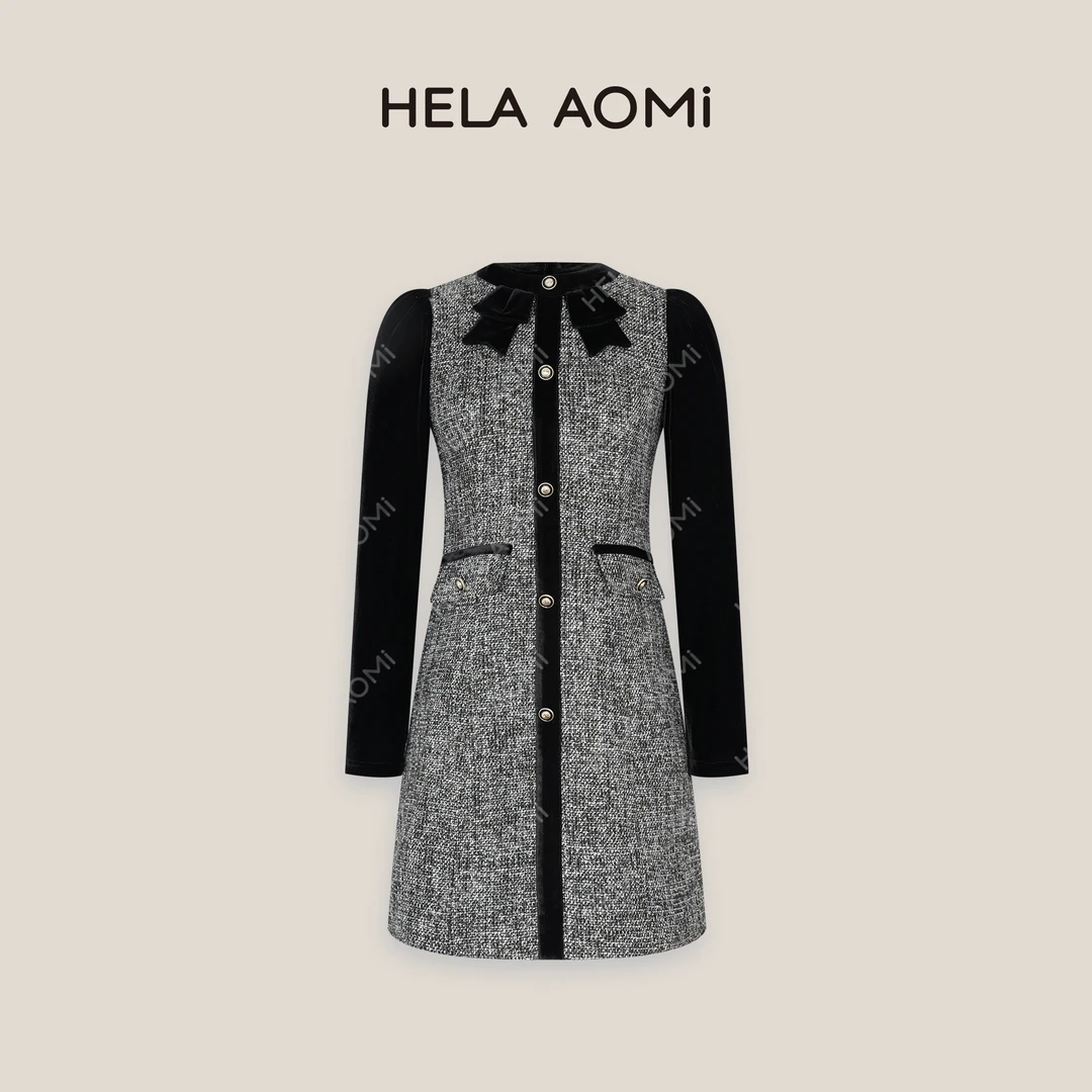 HELA AOMI“柏林千金”时尚小香风套装气质长袖连衣裙CY4DX72142