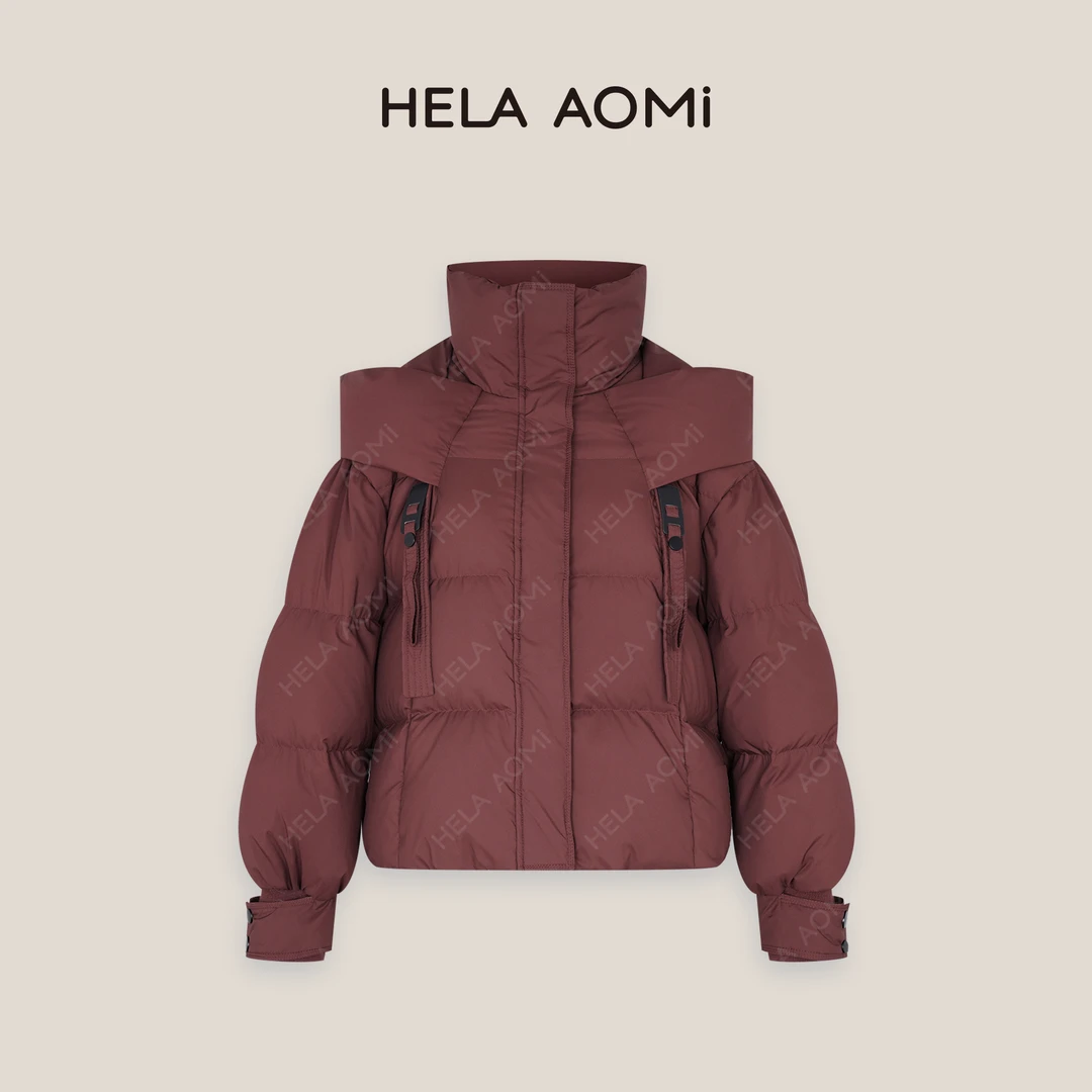 HELA AOMI“冬日雪夜”设计感连帽宽松减龄短款羽绒服CY4DC01403