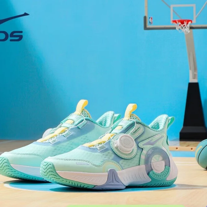 鸿星尔克大童篮球鞋夏季新款革网耐磨减震旋扣运动鞋63123204032