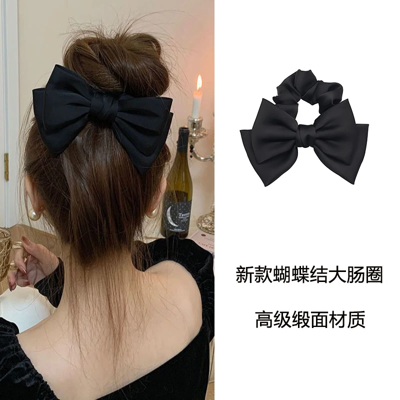 新款在逃公主蝴蝶结发圈发饰高级感缎面饰品百搭丸子头