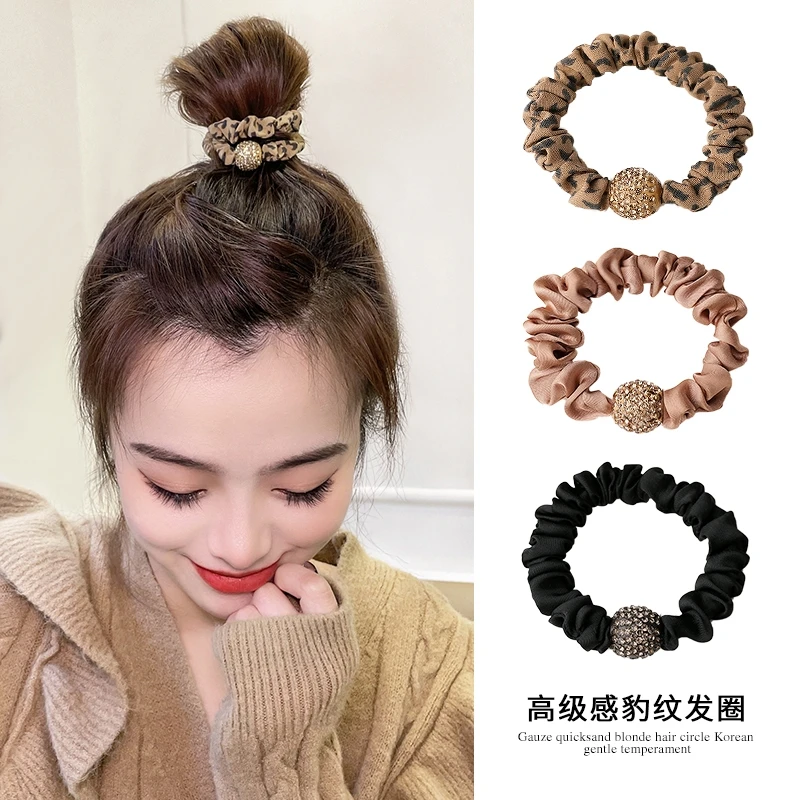 精致大肠圈头绳皮筋扎马尾丸子头网红水钻皮套女洋气发圈发绳