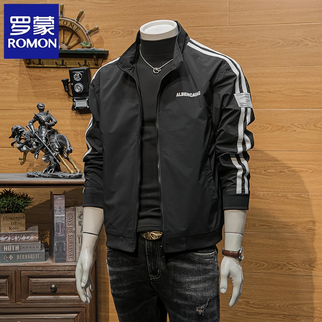 罗蒙2025春秋季新款商务休闲工装百搭立领帅气夹克男士外套高级感