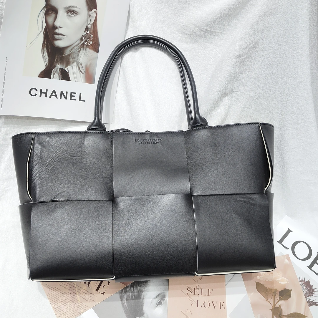 99新 BOTTEGA VENETA/葆蝶家 BV黑色编织托特包手提包ym