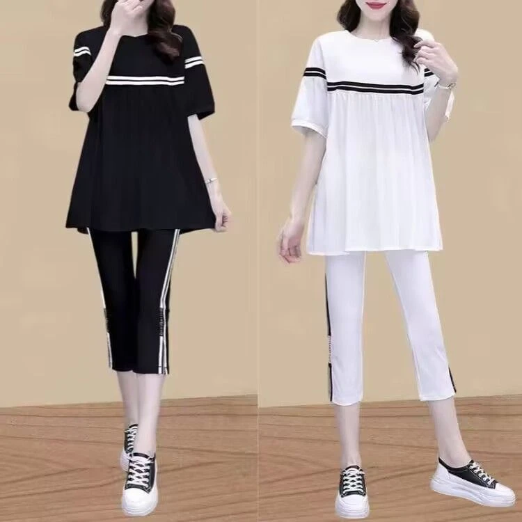 微胖mm大码女装休闲套装女士夏季薄款宽松显瘦矮小个子时尚运动服