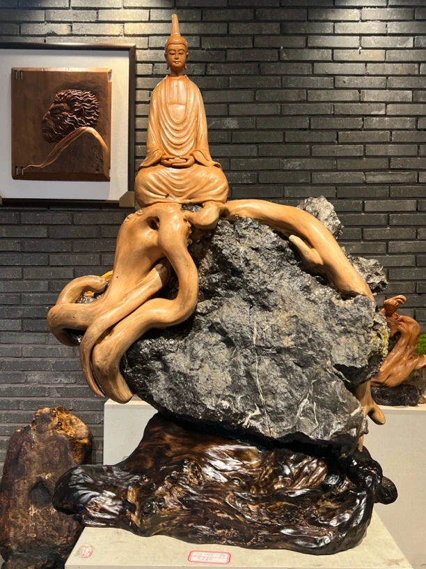 天然包石北魏佛禅意雕刻摆件