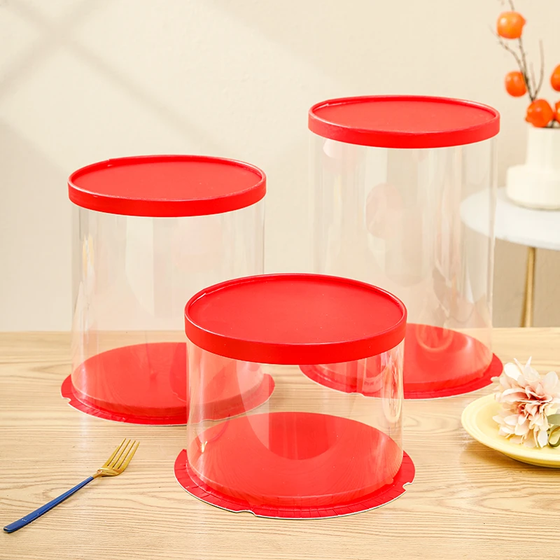 高档金色透明圆形生日蛋糕盒双层加高毕业圣诞礼品盒