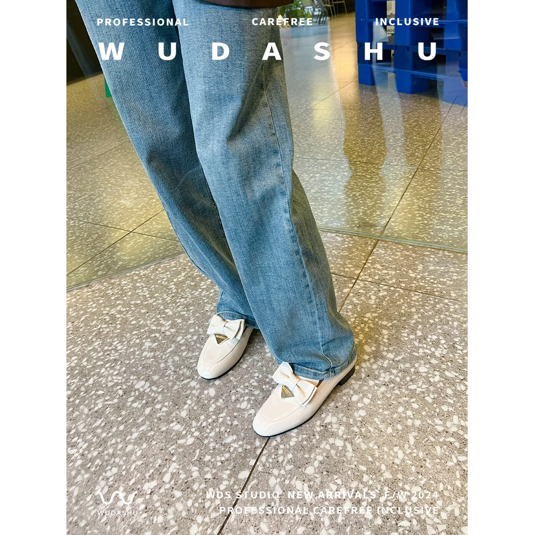 吴大叔2024春季新款乐福鞋真皮百搭时尚平底女鞋包头漆皮法式单鞋