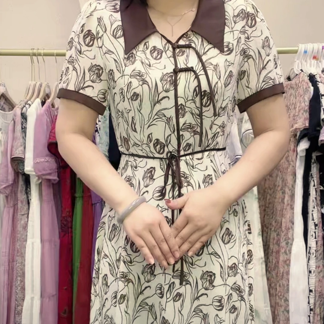 【XY1065】夏装新款时尚显瘦收腰显瘦中长款连衣裙