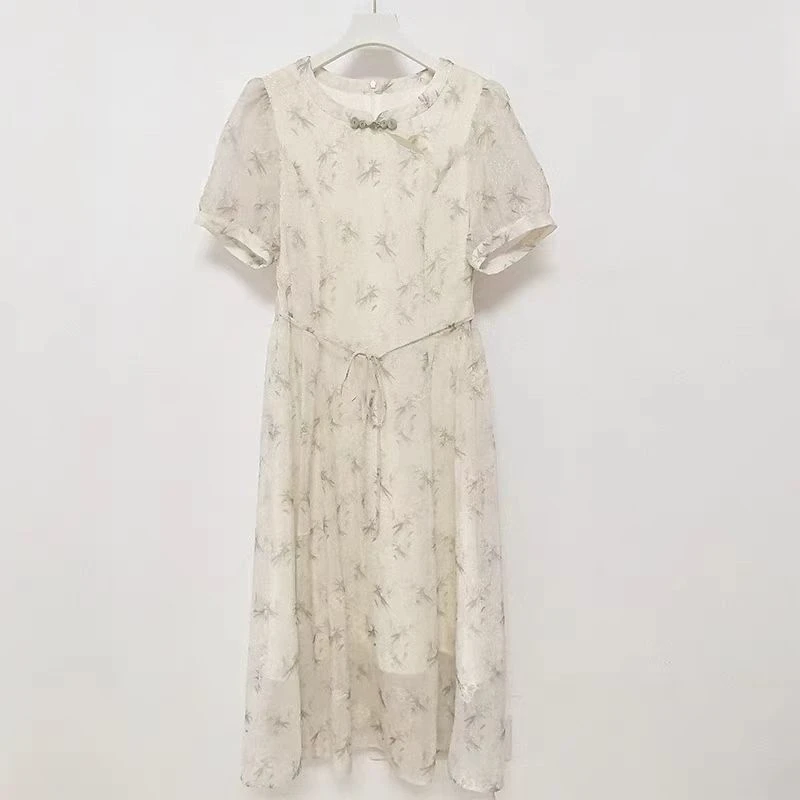 【XY1101】夏装新款时尚收腰显瘦中长款改良版连衣裙