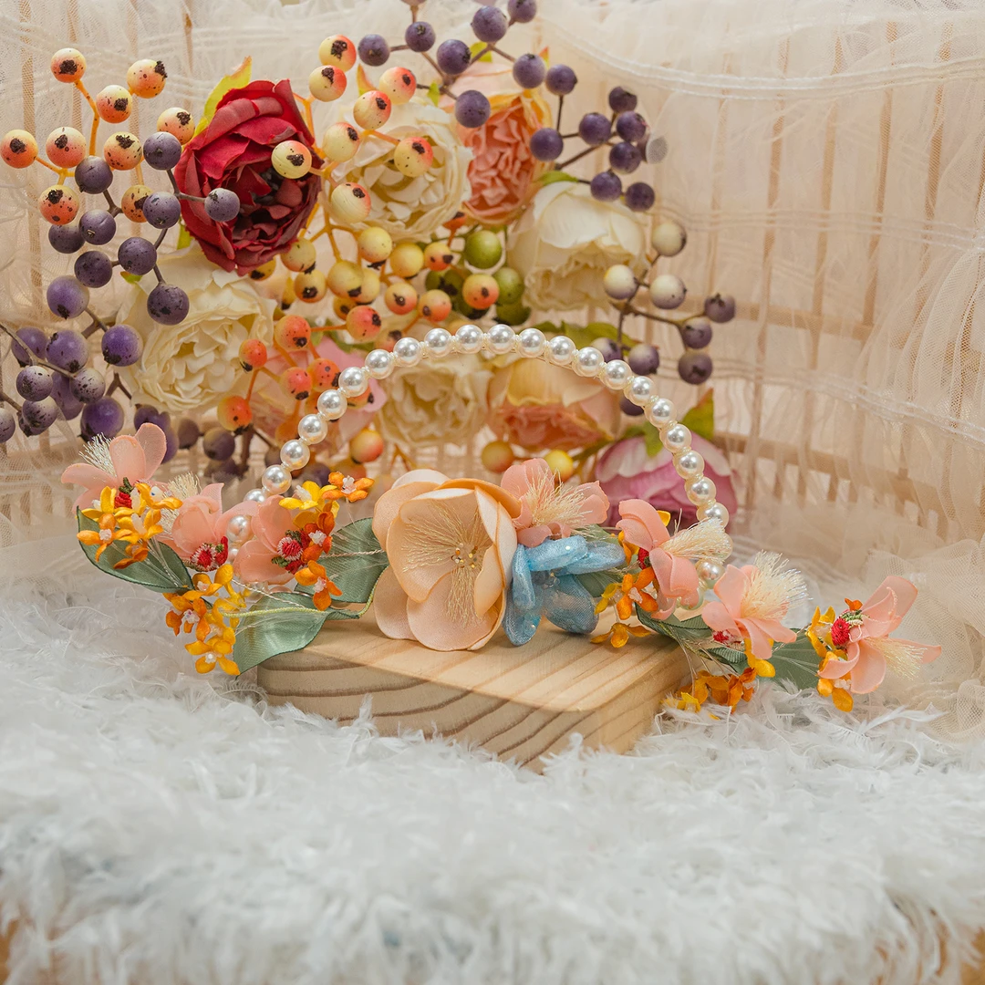 AL-2034 金桂九月花冠头饰儿童小女孩发夹发饰手工仙气可爱甜美