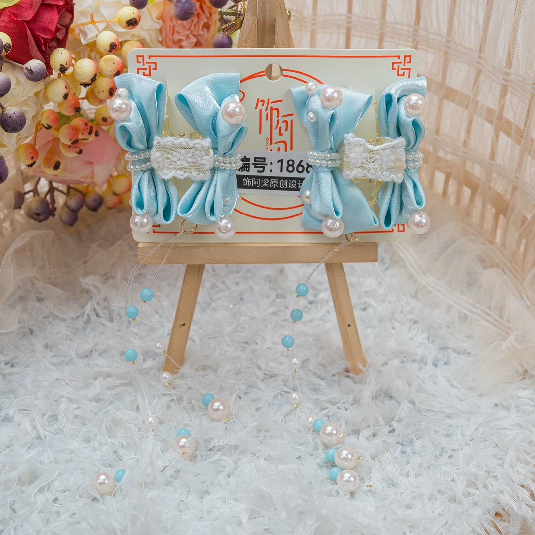 AL-1868 蓝领珠蕾丝中抓发饰头饰儿童少女手工仙气可爱甜美百搭