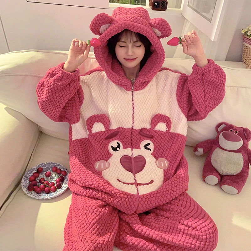 珊瑚绒睡衣女秋冬2023新款两件套保暖法兰绒可外穿加厚加绒家居服