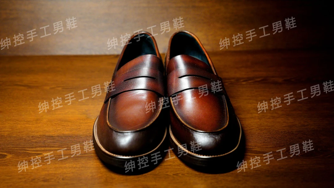 内缝线工艺乐福鞋复古擦色做旧皮鞋休闲一脚蹬头层牛皮 1107-16