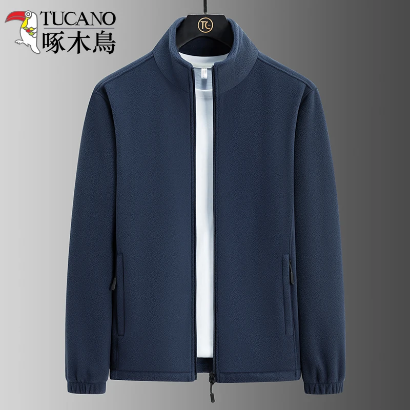 啄木鸟摇粒绒卫衣男青年春秋薄款保暖立领抓绒户外春秋百搭内胆潮