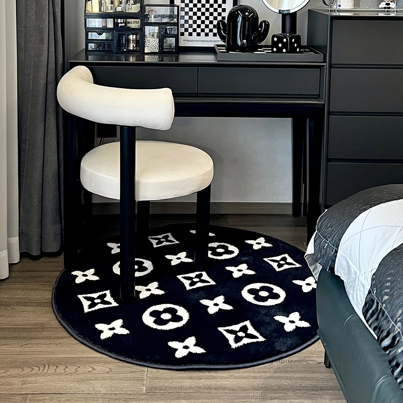 梳妆台地毯客厅卧室床边毯加厚轻奢茶几垫地毯圆形高级圆地毯加厚