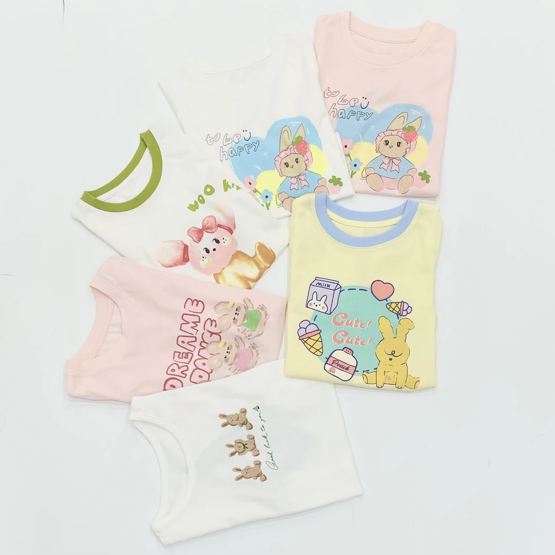 安卡米T恤夏季冰川棉韩版小童短袖上衣柔软舒适圆领衫潮T恤女童