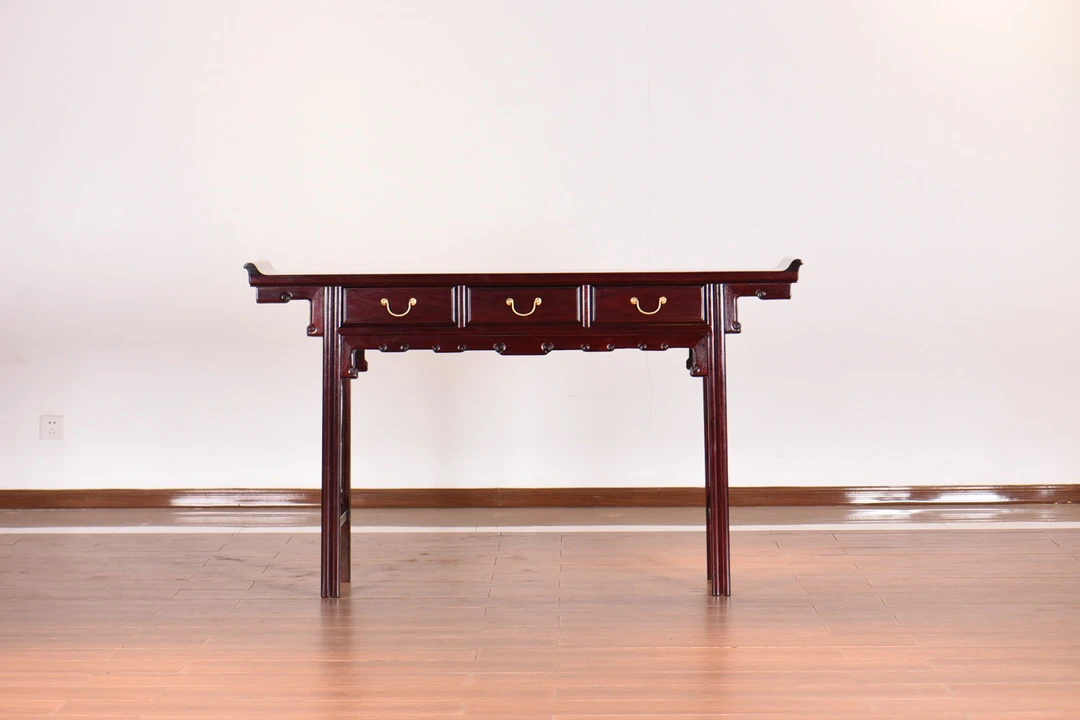 赞比亚紫檀带抽供桌翘头案