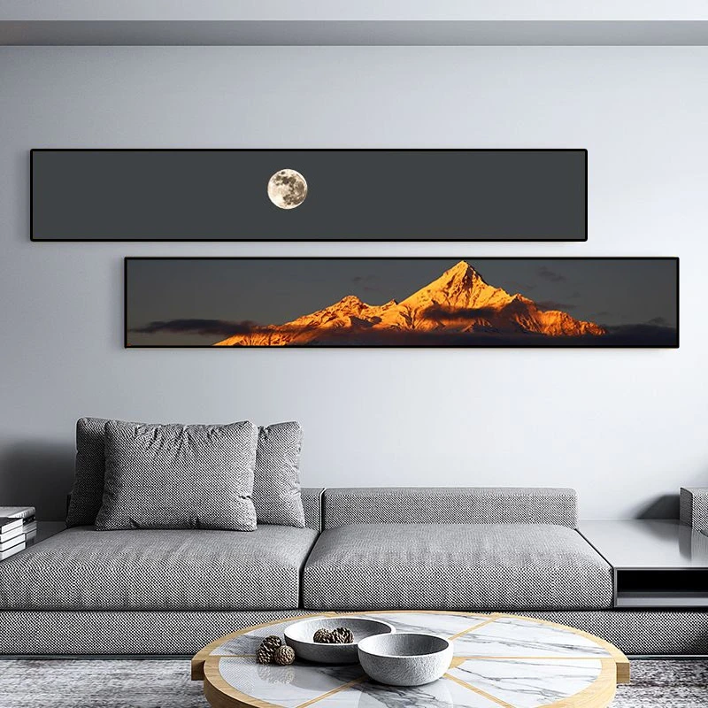 HT系列日照金山松弛感卧室床头壁画客厅挂画长条客厅背景墙挂画