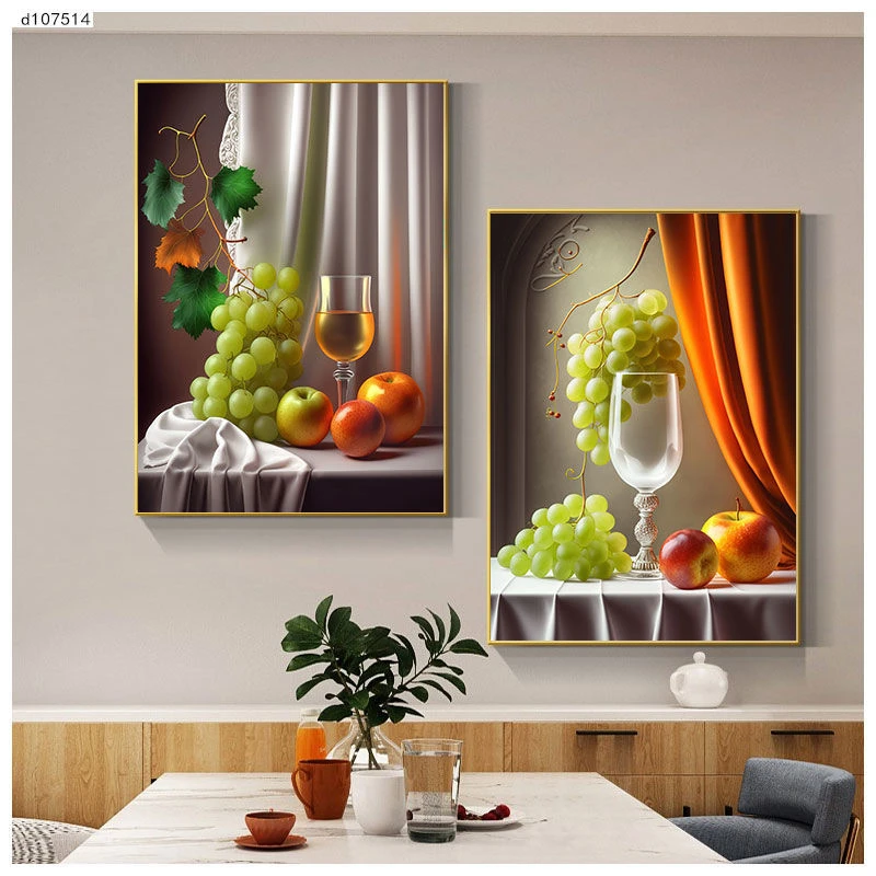 X09餐厅装饰画40*30*2新款轻奢背景墙壁画走廊过道两联高级感挂画