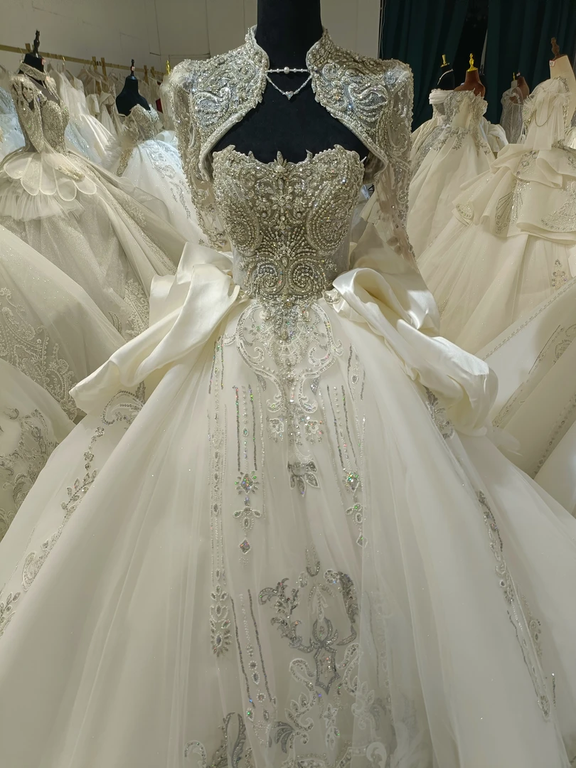 法式宫廷风两件套复古奢华大拖尾高端主纱