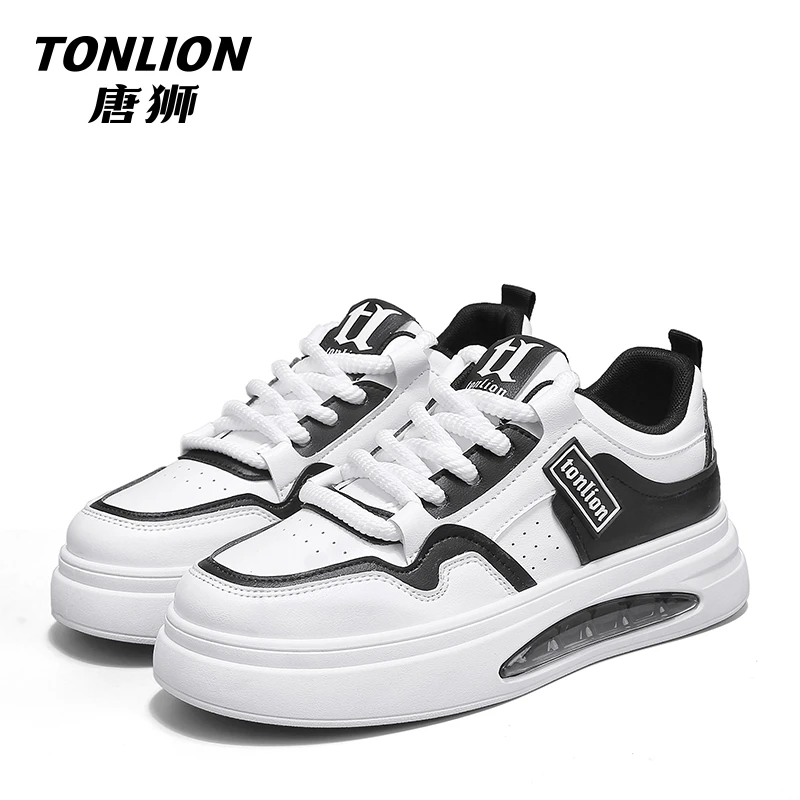 tonlion/唐狮男鞋2023新款秋冬休闲板鞋男青少年气垫增高小白潮鞋