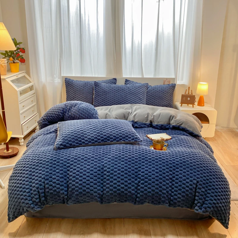 牛奶绒被套冬天珊瑚绒加厚双面绒豆豆绒被罩保暖被套床上用品加绒