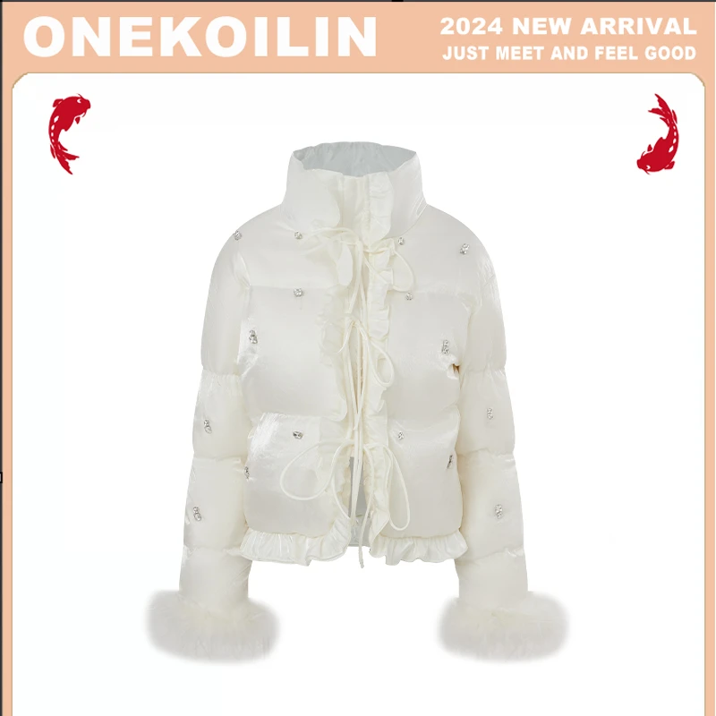 OneKoilin“泡芙”花边拼接手工钉钻仙女羽绒服 PFYRF