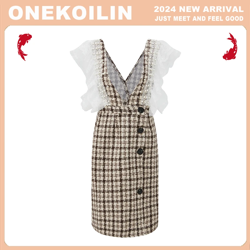 OneKoilin“ 宫廷宴会”气质雅丹风重工背带裙➕蕾丝打底套装 GTYH