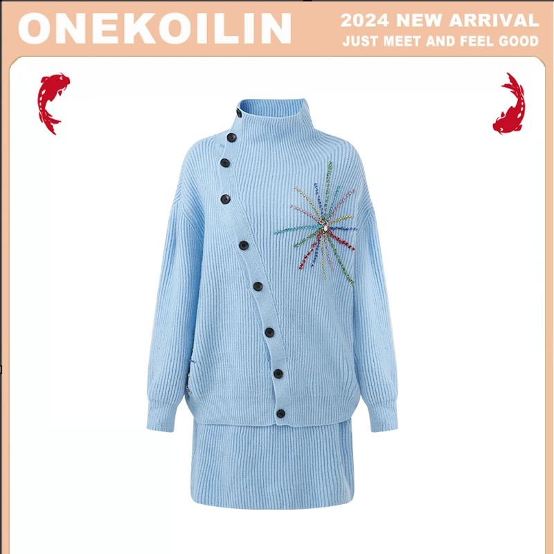 &OneKoilin“烟花定格”七彩宝石绚丽设计师羊 毛毛衣套装 YHDG